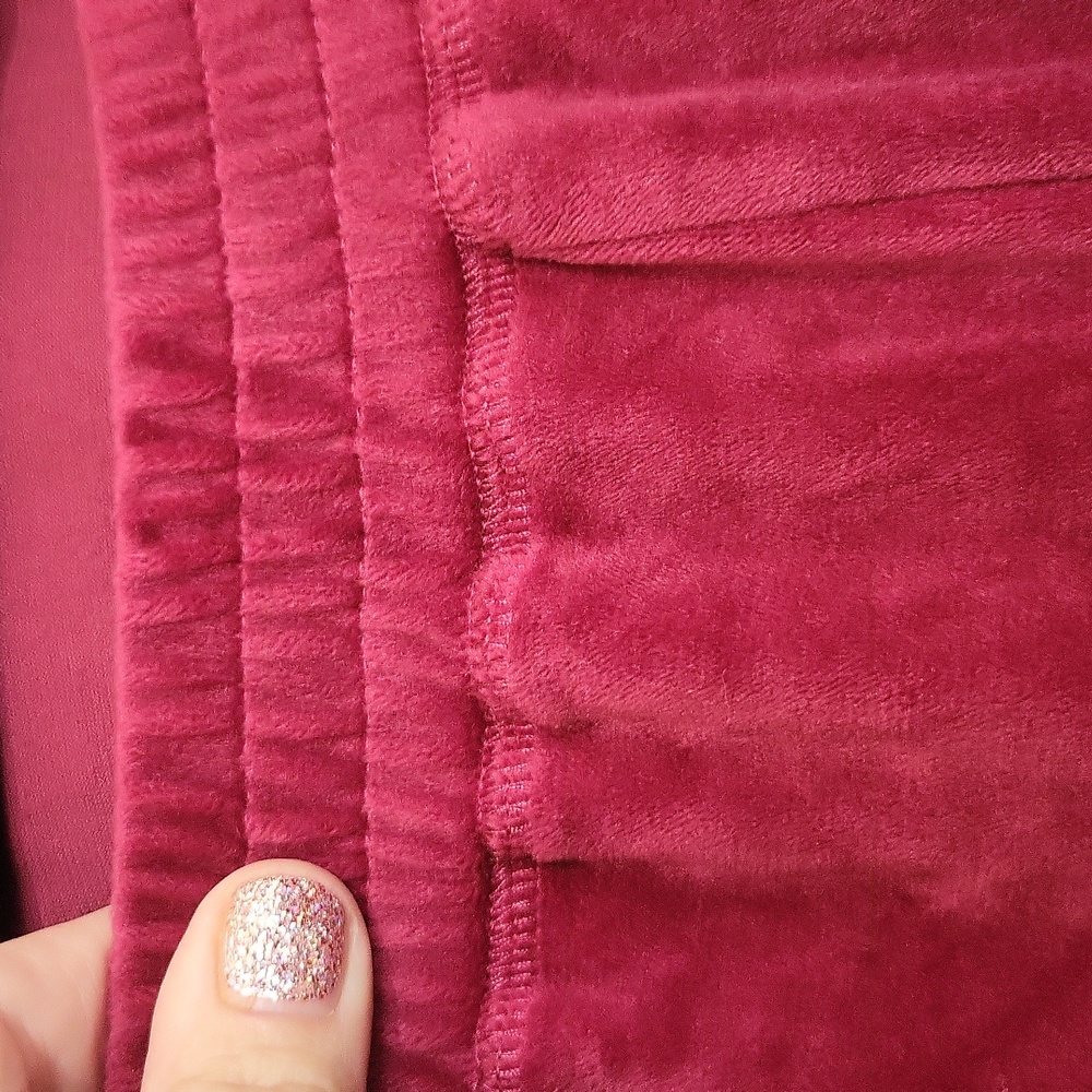 Marvel Wakanda, maroon velvet plush crop sweatshirt and flared bottoms. NWOT MED - Picture 11 of 15
